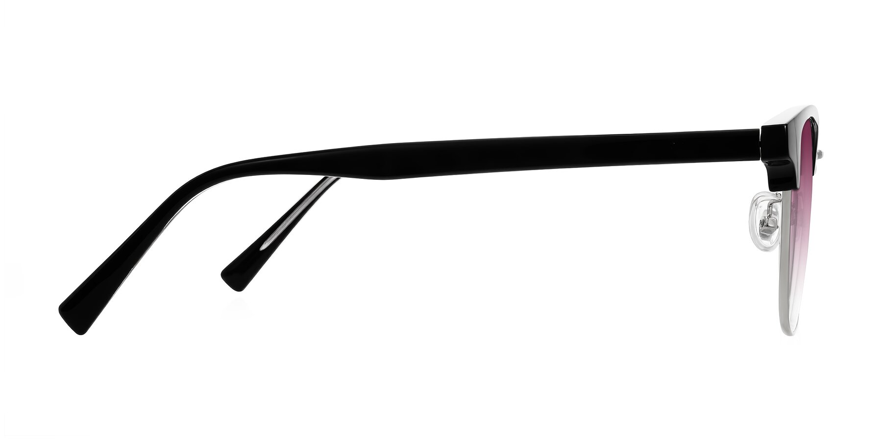 Side of Waxler in Black/Silver with Wine Gradient Lenses