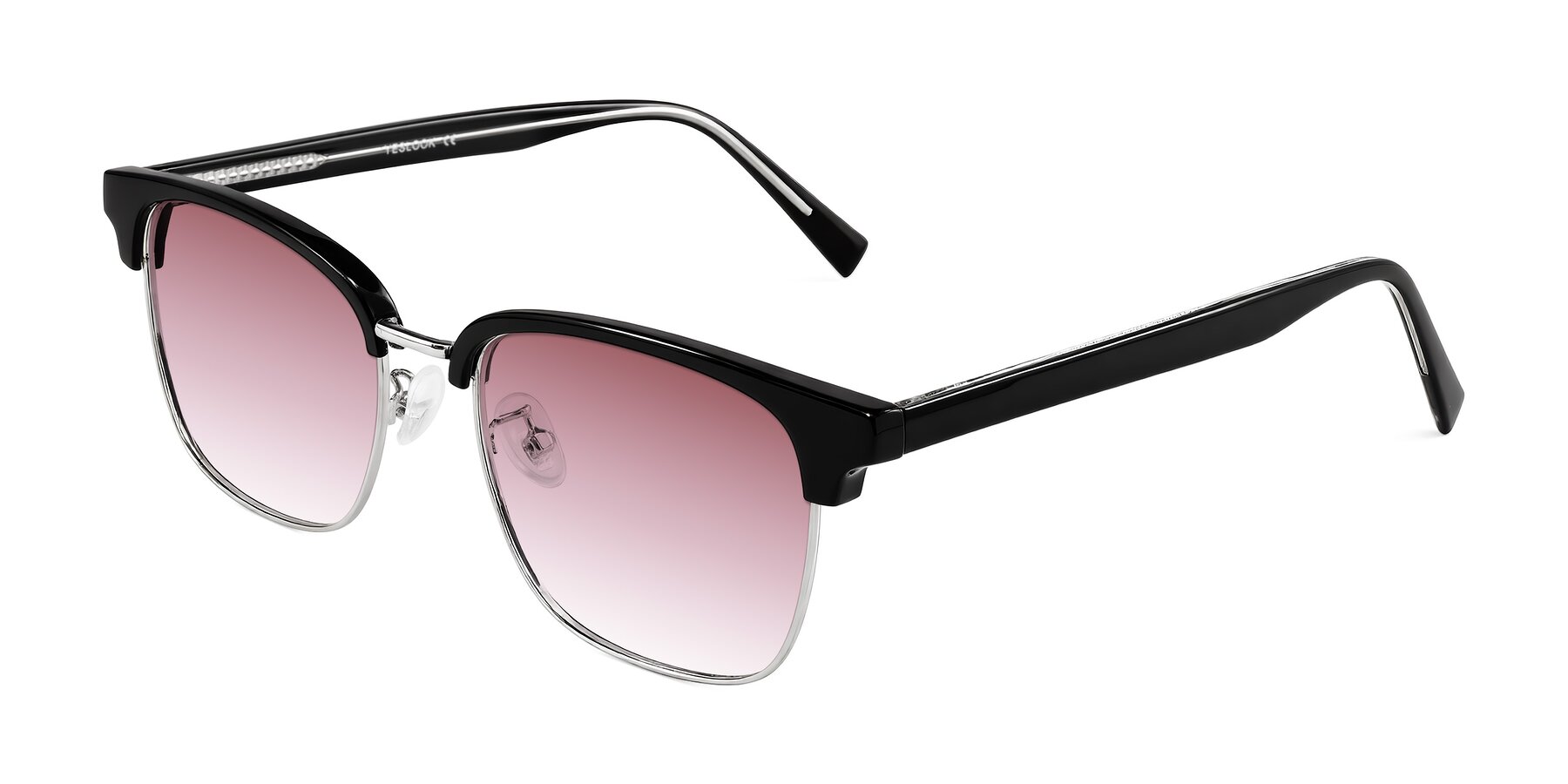 Angle of Waxler in Black/Silver with Garnet Gradient Lenses