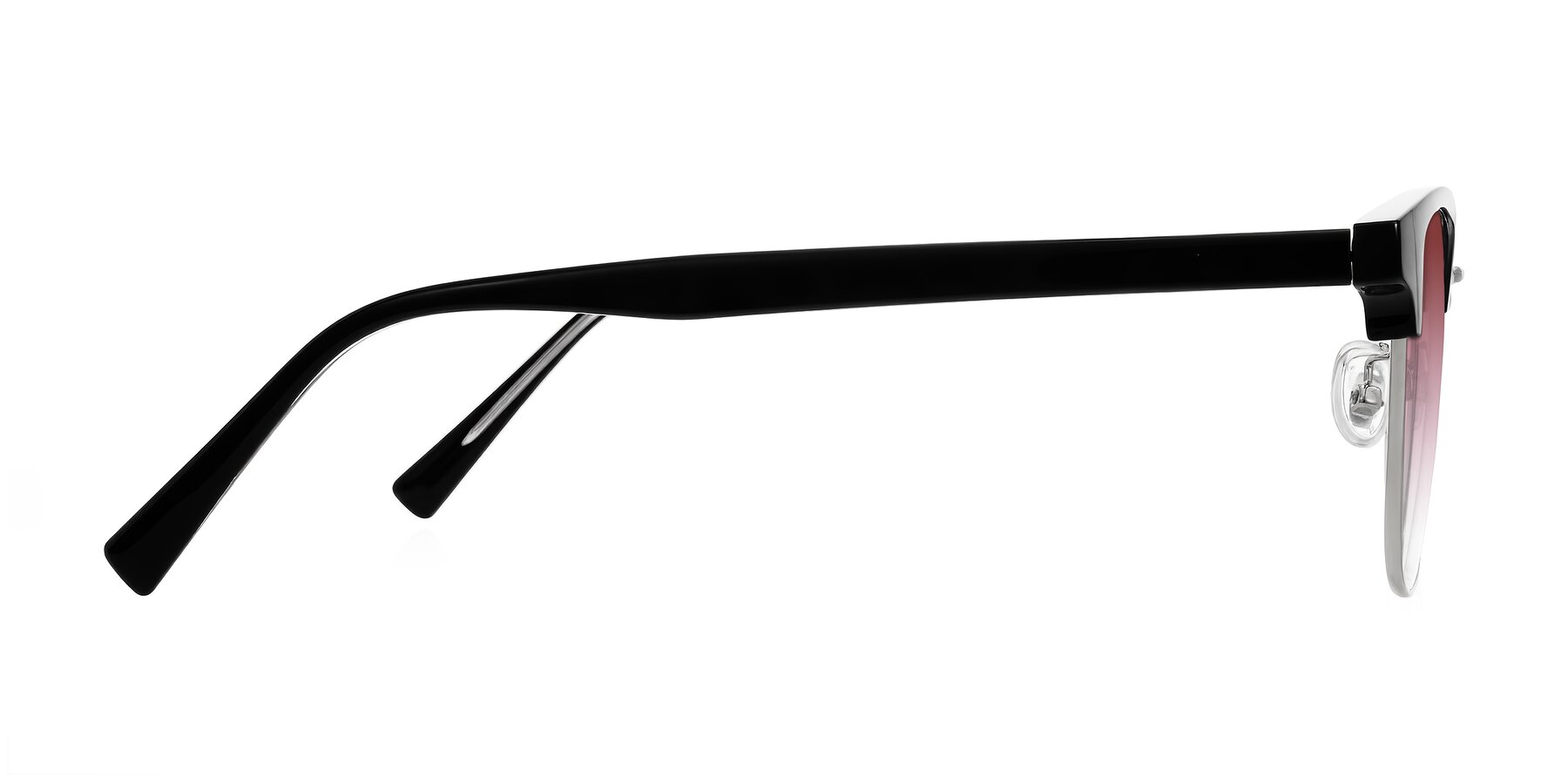 Side of Waxler in Black/Silver with Garnet Gradient Lenses