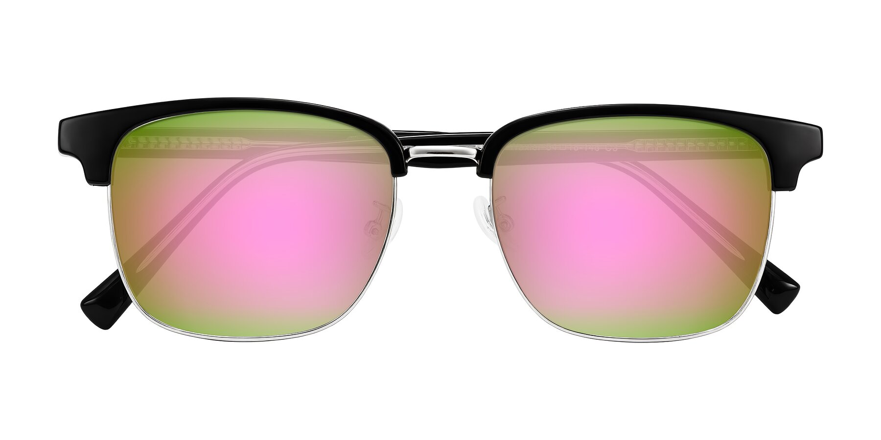Folded Front of Waxler in Black/Silver with Pink Mirrored Lenses