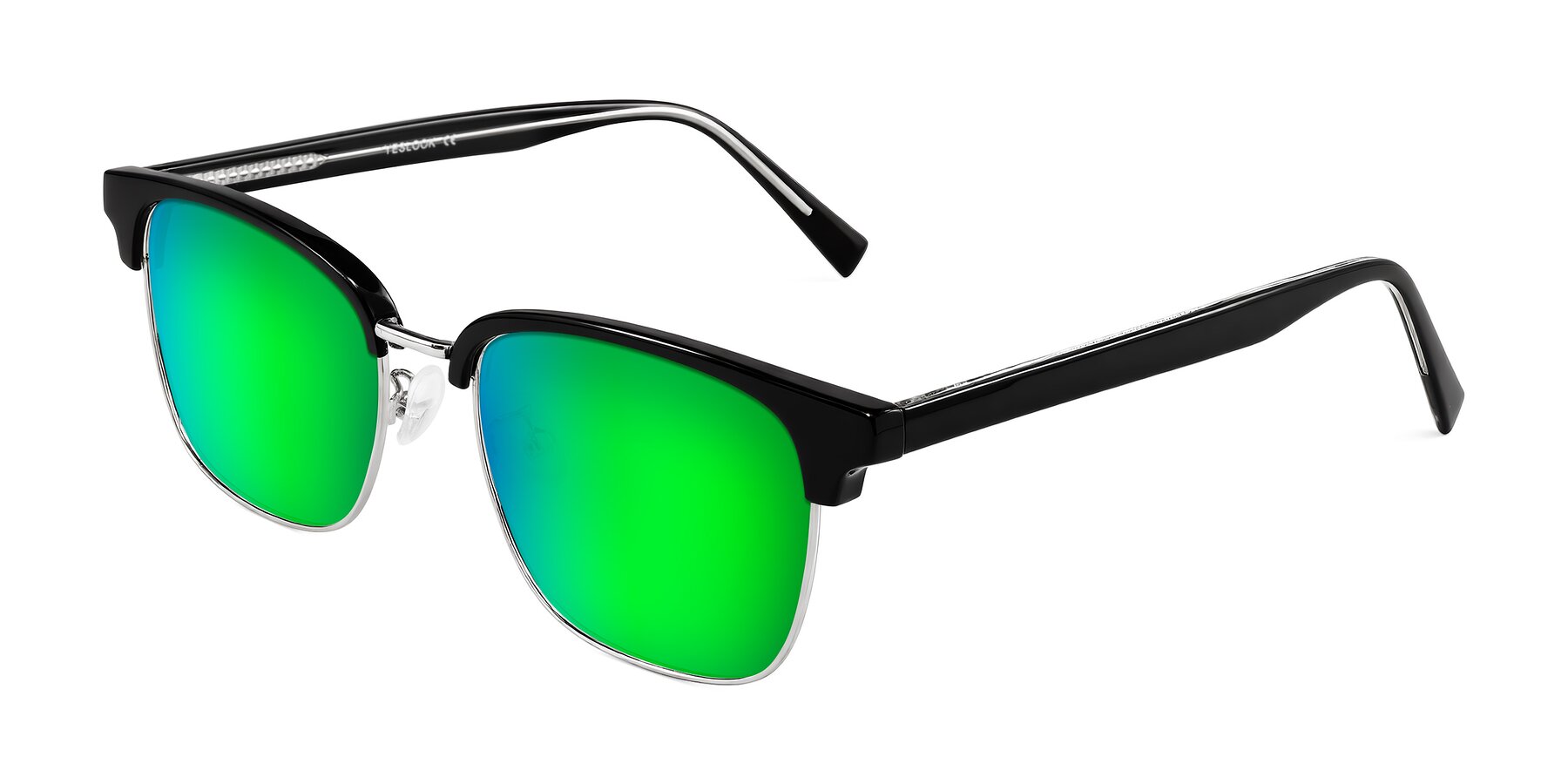 Angle of Waxler in Black/Silver with Green Mirrored Lenses