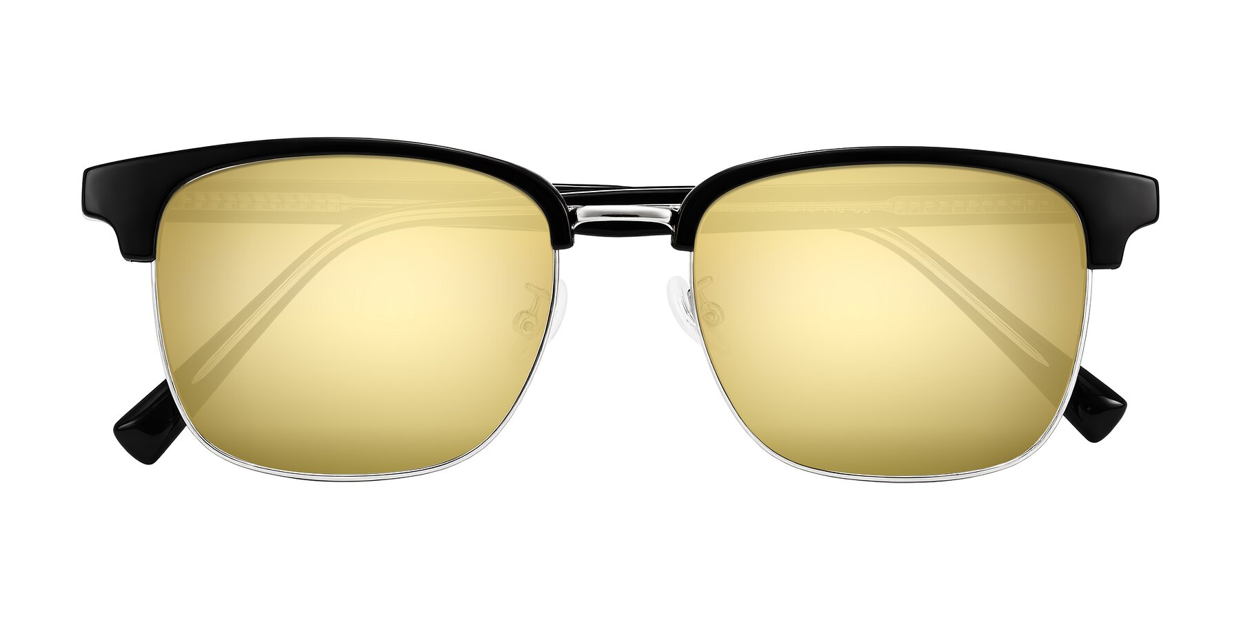 Folded Front of Waxler in Black/Silver with Gold Mirrored Lenses
