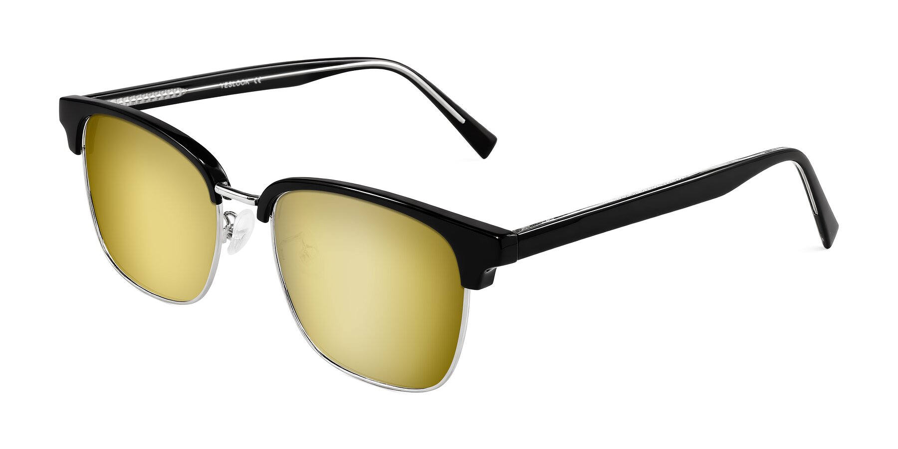 Angle of Waxler in Black/Silver with Gold Mirrored Lenses
