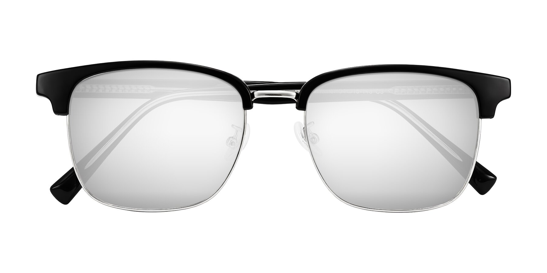 Folded Front of Waxler in Black/Silver with Silver Mirrored Lenses