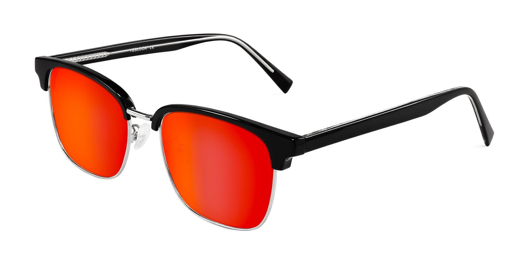 Angle of Waxler in Black/Silver with Red Gold Mirrored Lenses