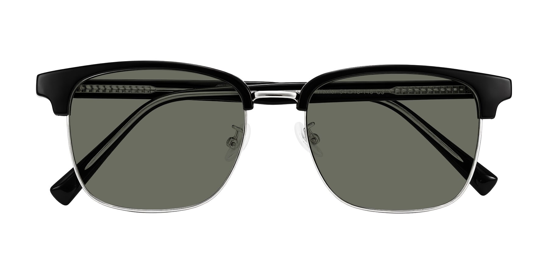 Folded Front of Waxler in Black/Silver with Gray Polarized Lenses