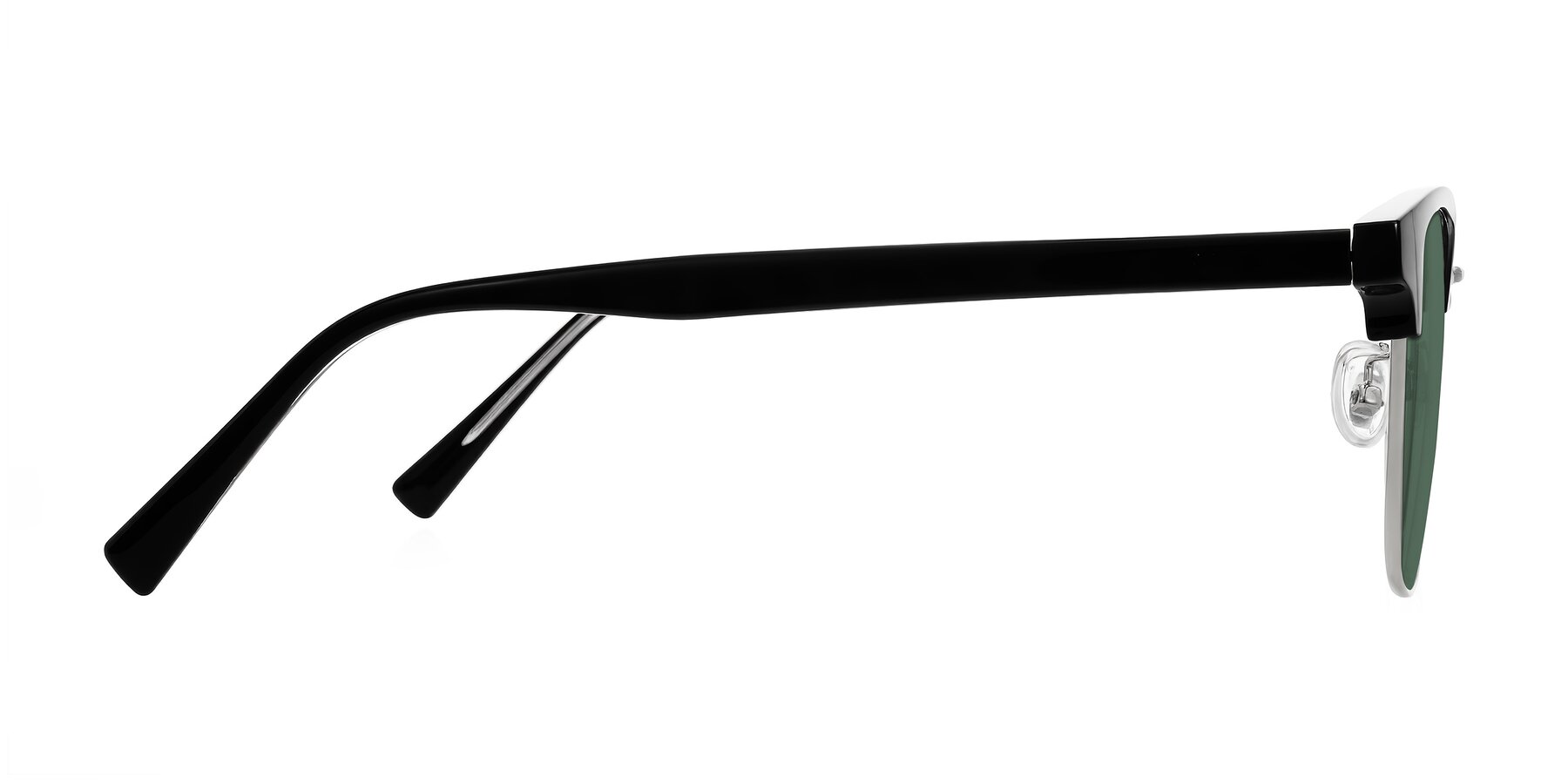 Side of Waxler in Black/Silver with Green Polarized Lenses