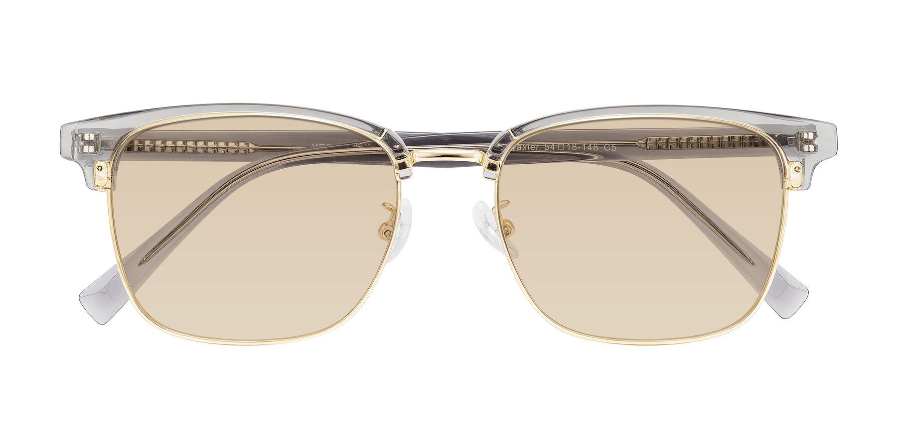 Folded Front of Waxler in Crystal Gray/Gold with Light Brown Tinted Lenses