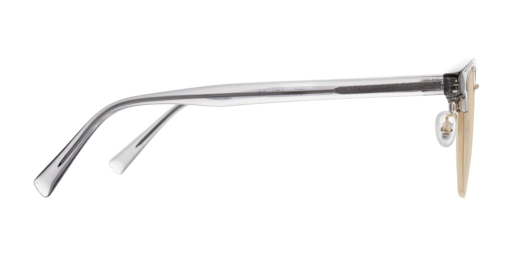 Side of Waxler in Crystal Gray/Gold with Light Brown Tinted Lenses