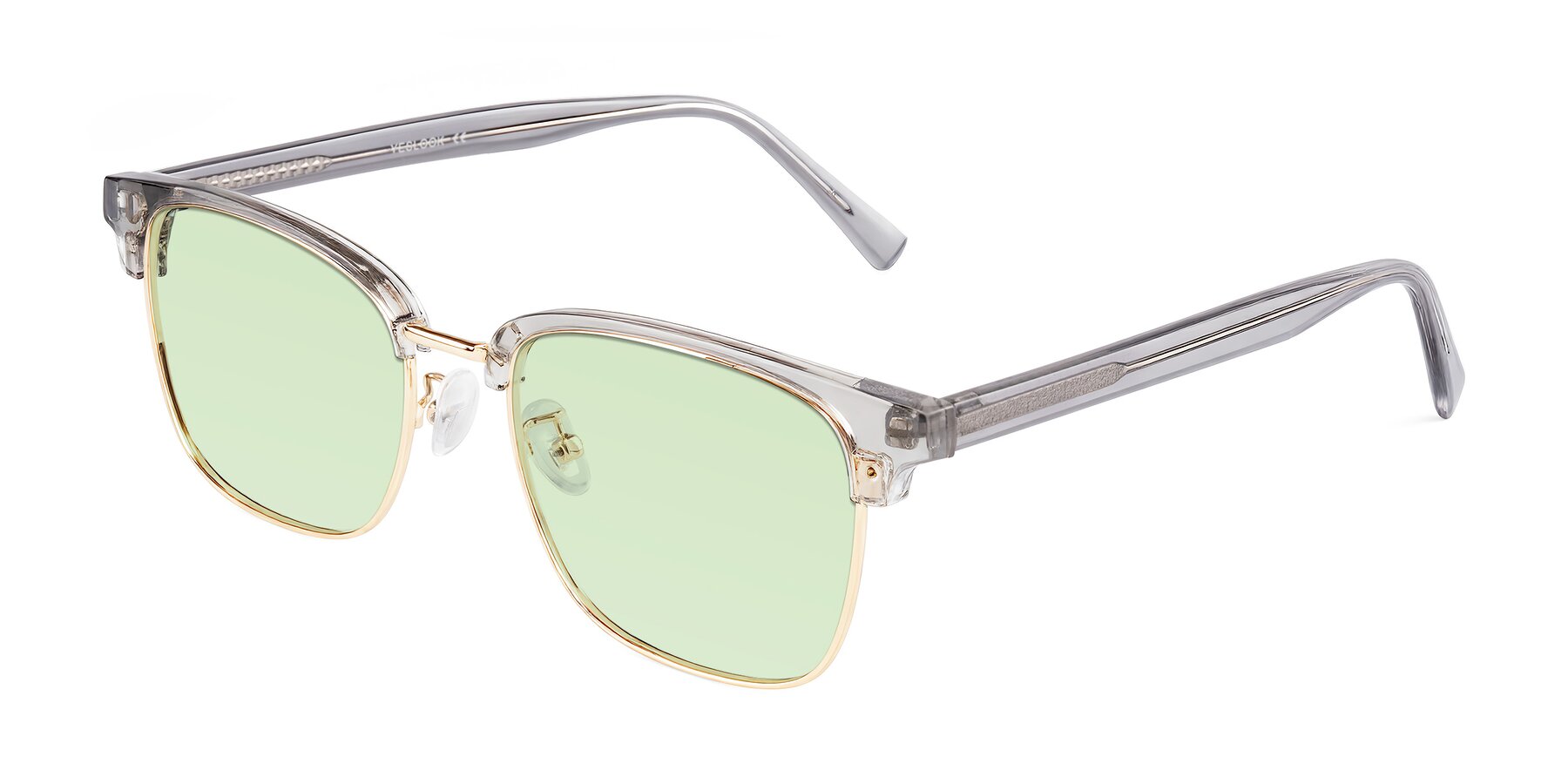 Angle of Waxler in Crystal Gray/Gold with Light Green Tinted Lenses