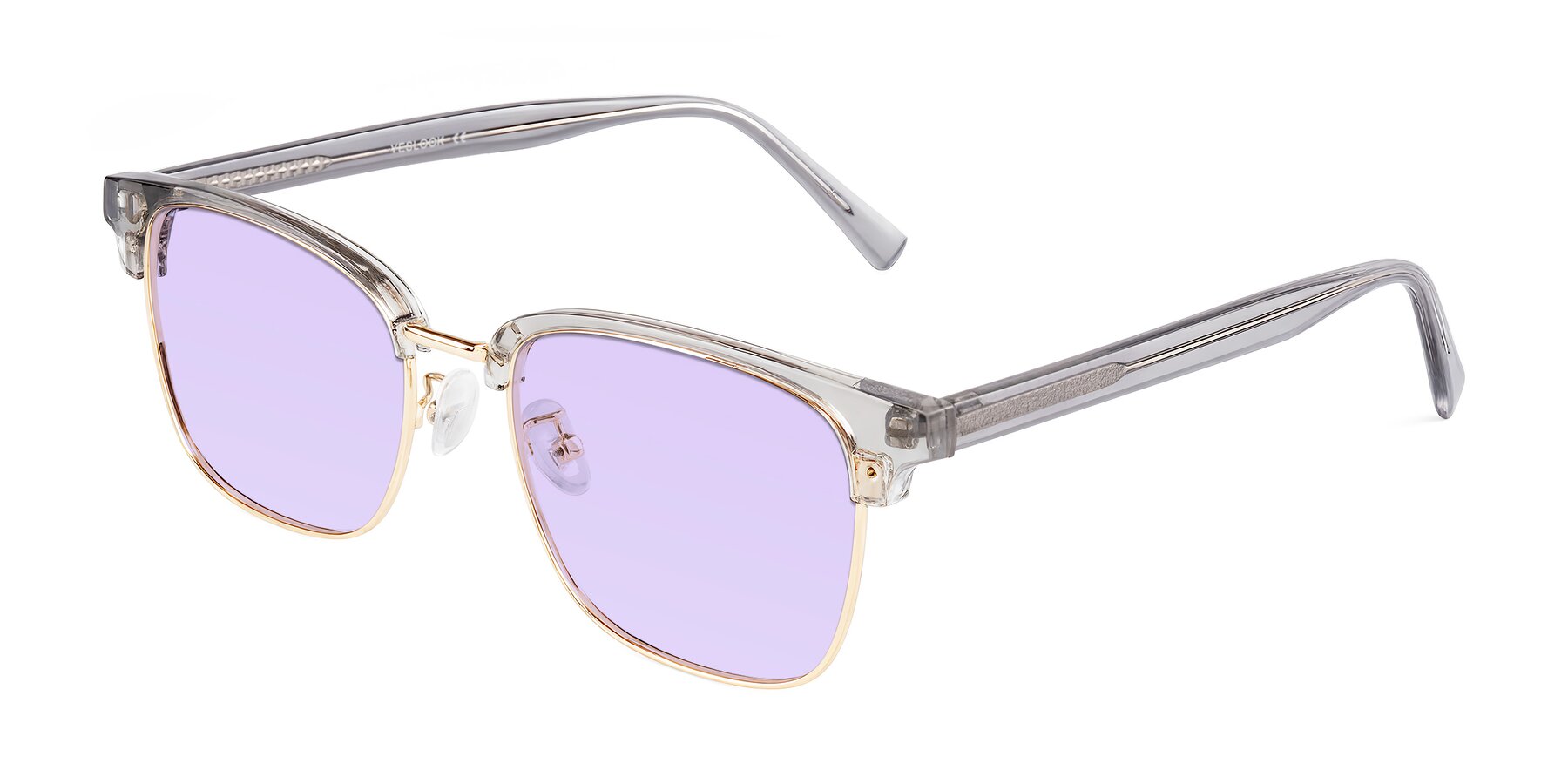 Angle of Waxler in Crystal Gray/Gold with Light Purple Tinted Lenses