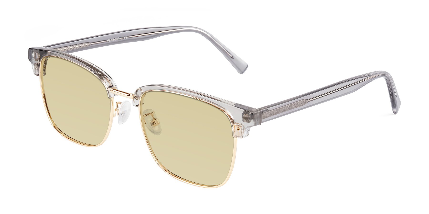 Angle of Waxler in Crystal Gray/Gold with Light Champagne Tinted Lenses