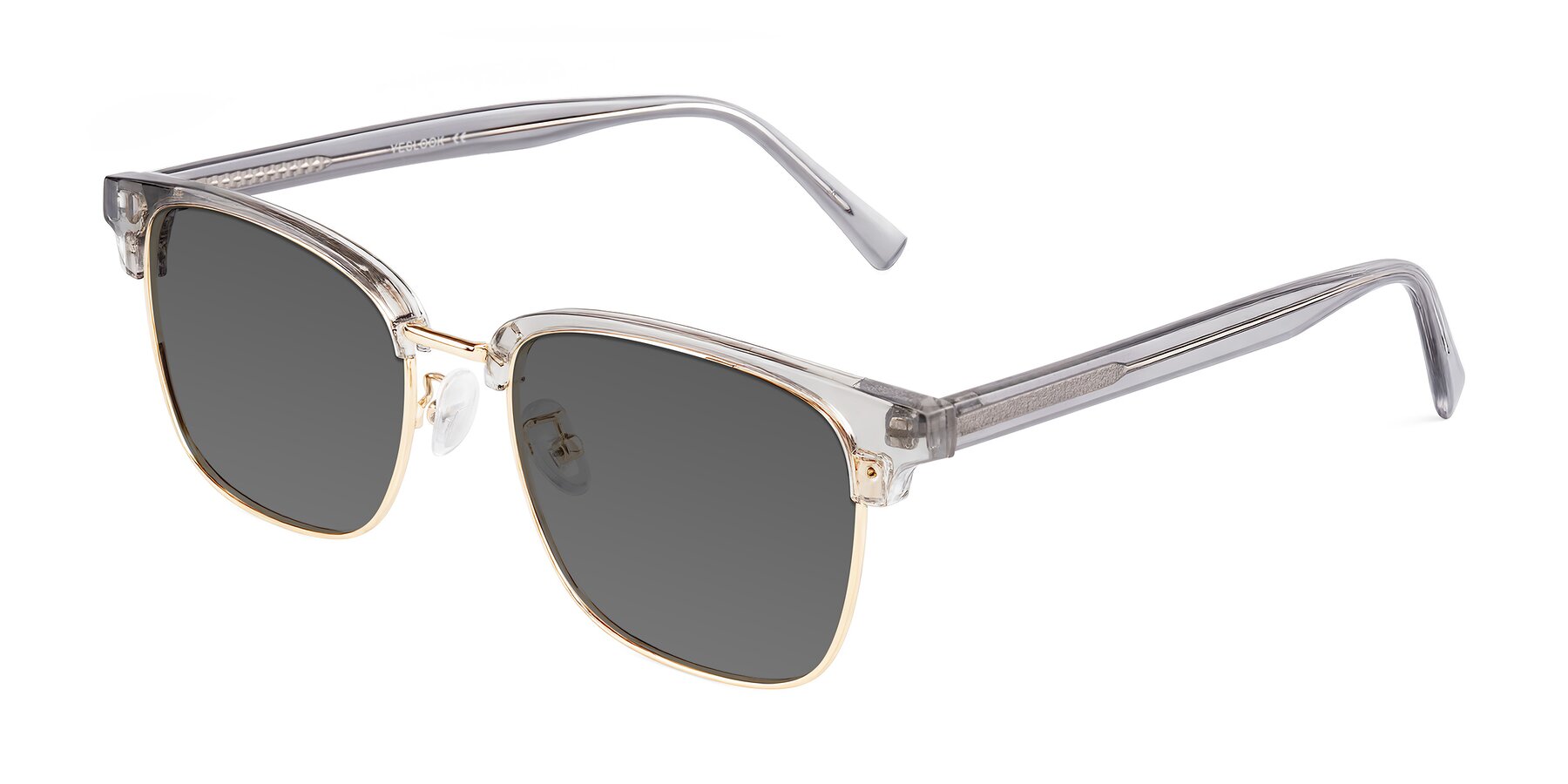 Angle of Waxler in Crystal Gray/Gold with Medium Gray Tinted Lenses