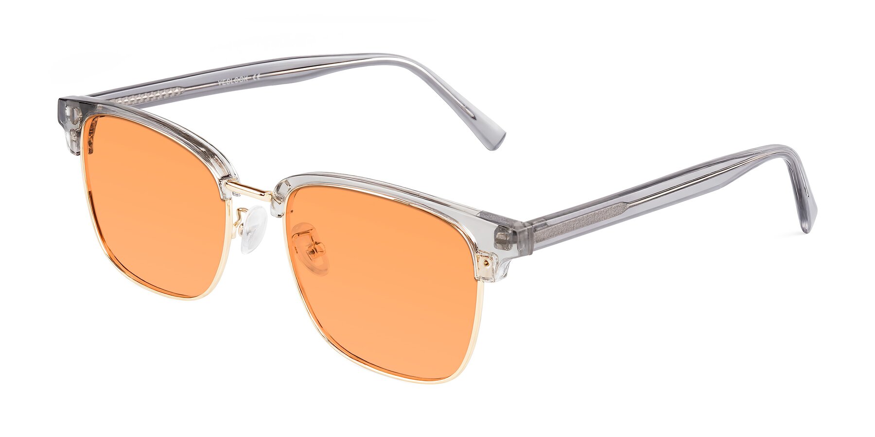Angle of Waxler in Crystal Gray/Gold with Medium Orange Tinted Lenses