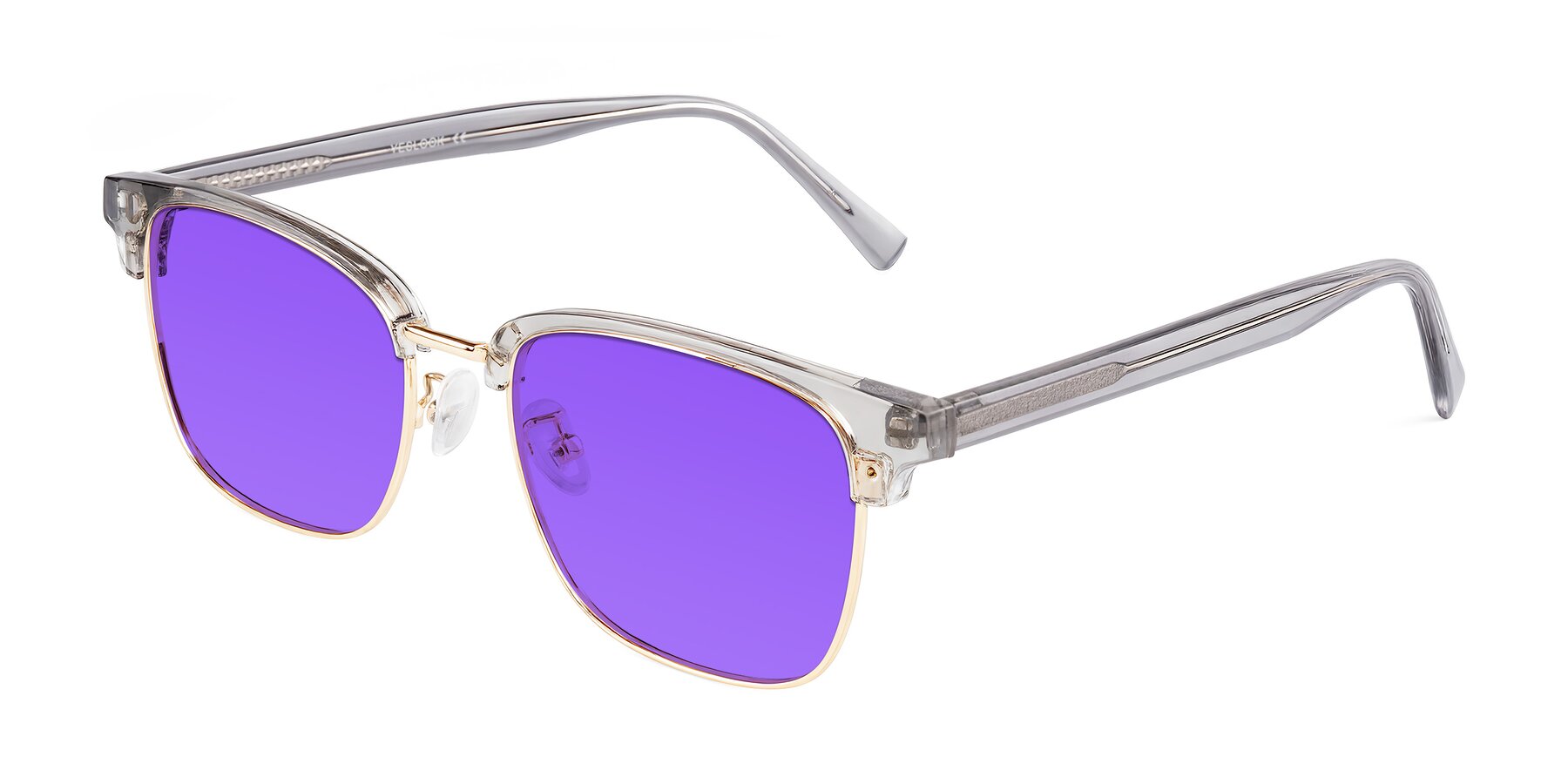 Angle of Waxler in Crystal Gray/Gold with Purple Tinted Lenses