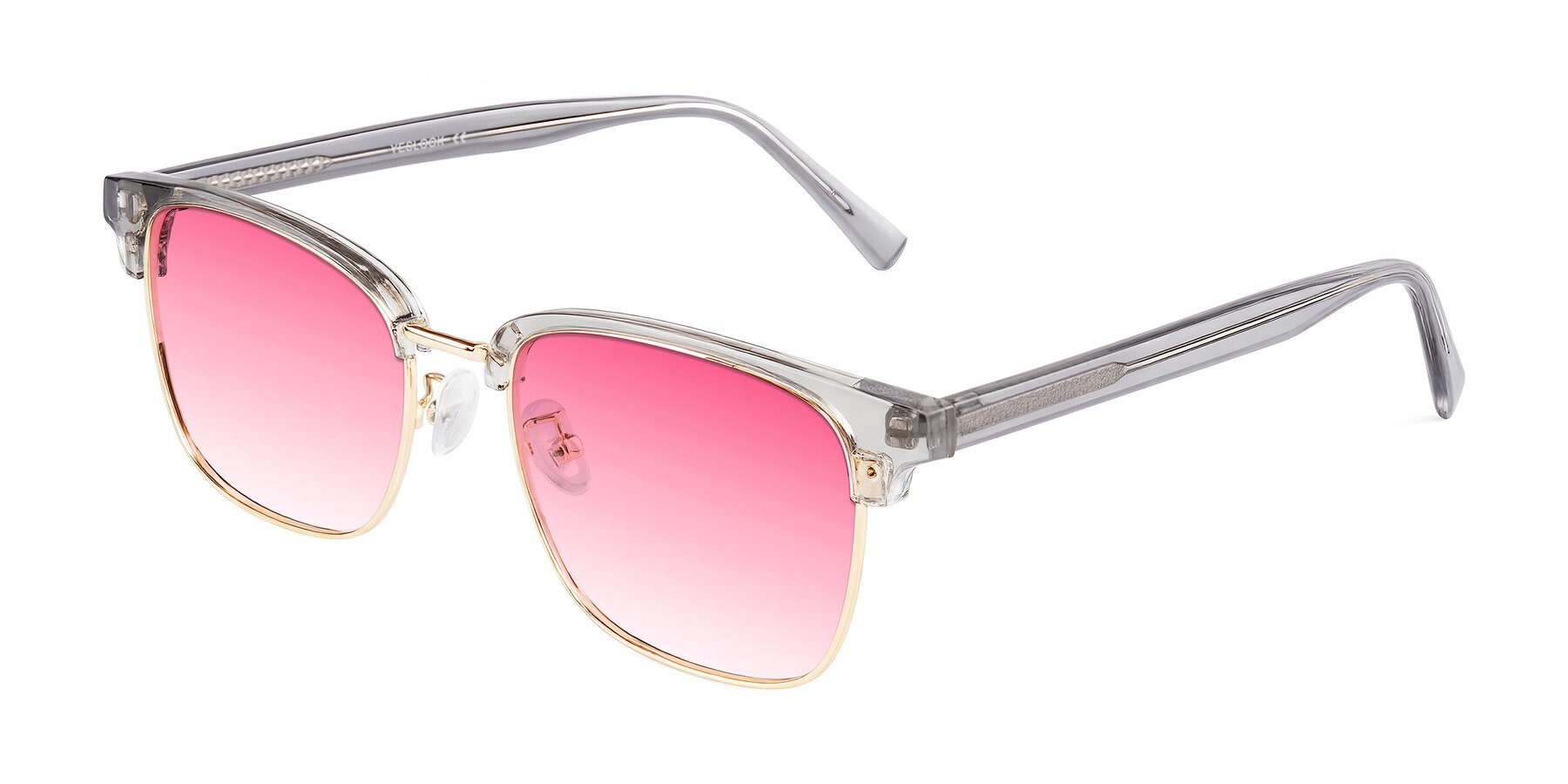 Angle of Waxler in Crystal Gray/Gold with Pink Gradient Lenses