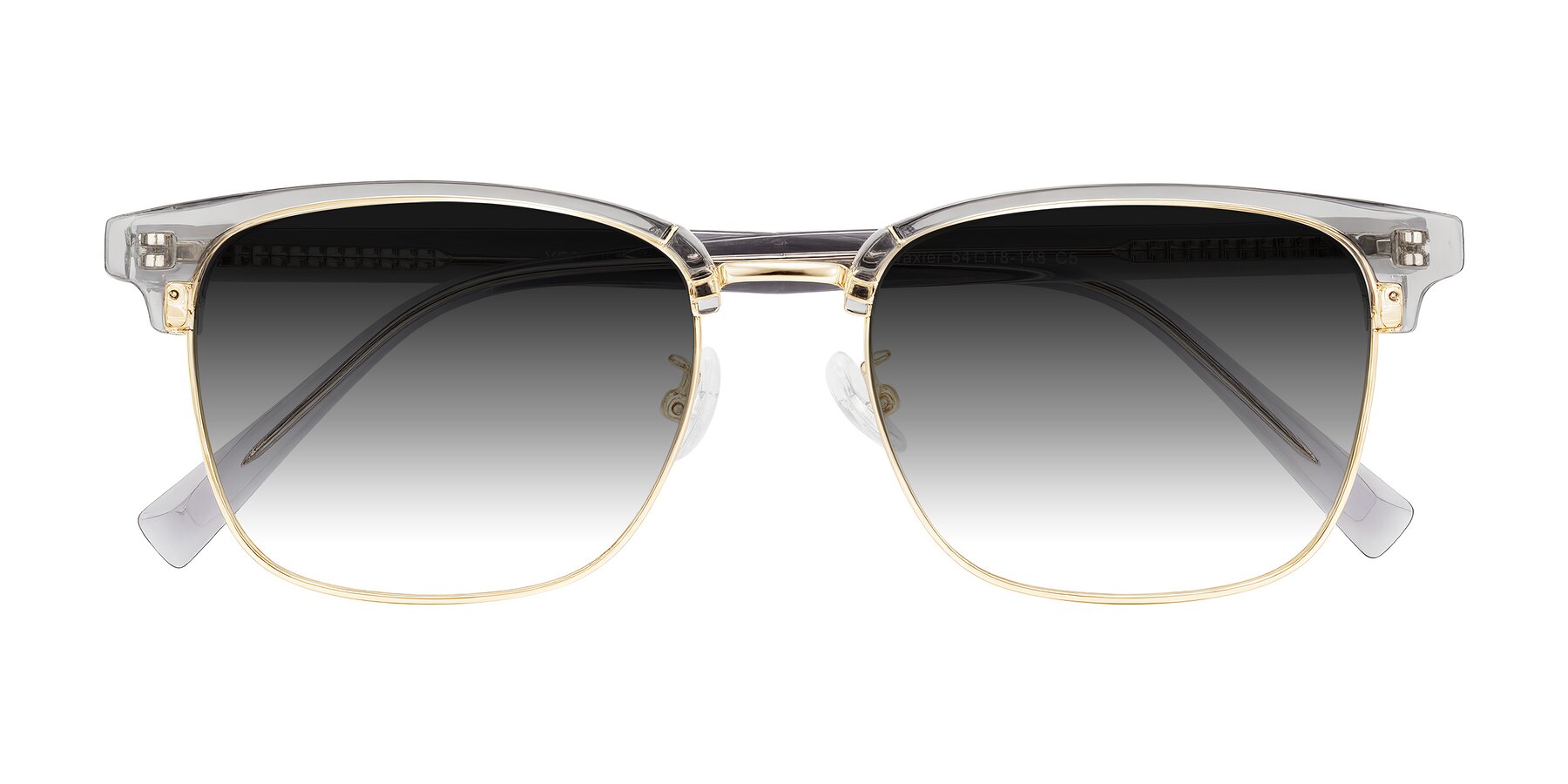 Folded Front of Waxler in Crystal Gray/Gold with Gray Gradient Lenses
