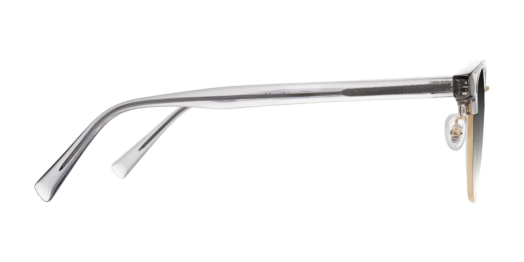 Side of Waxler in Crystal Gray/Gold with Gray Gradient Lenses