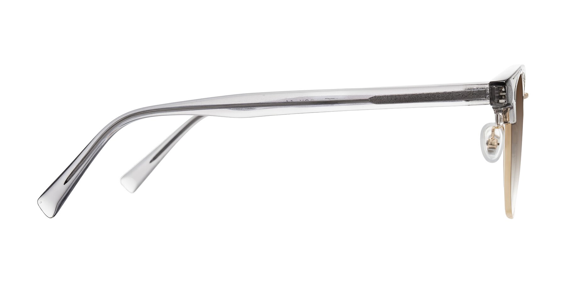Side of Waxler in Crystal Gray/Gold with Brown Gradient Lenses