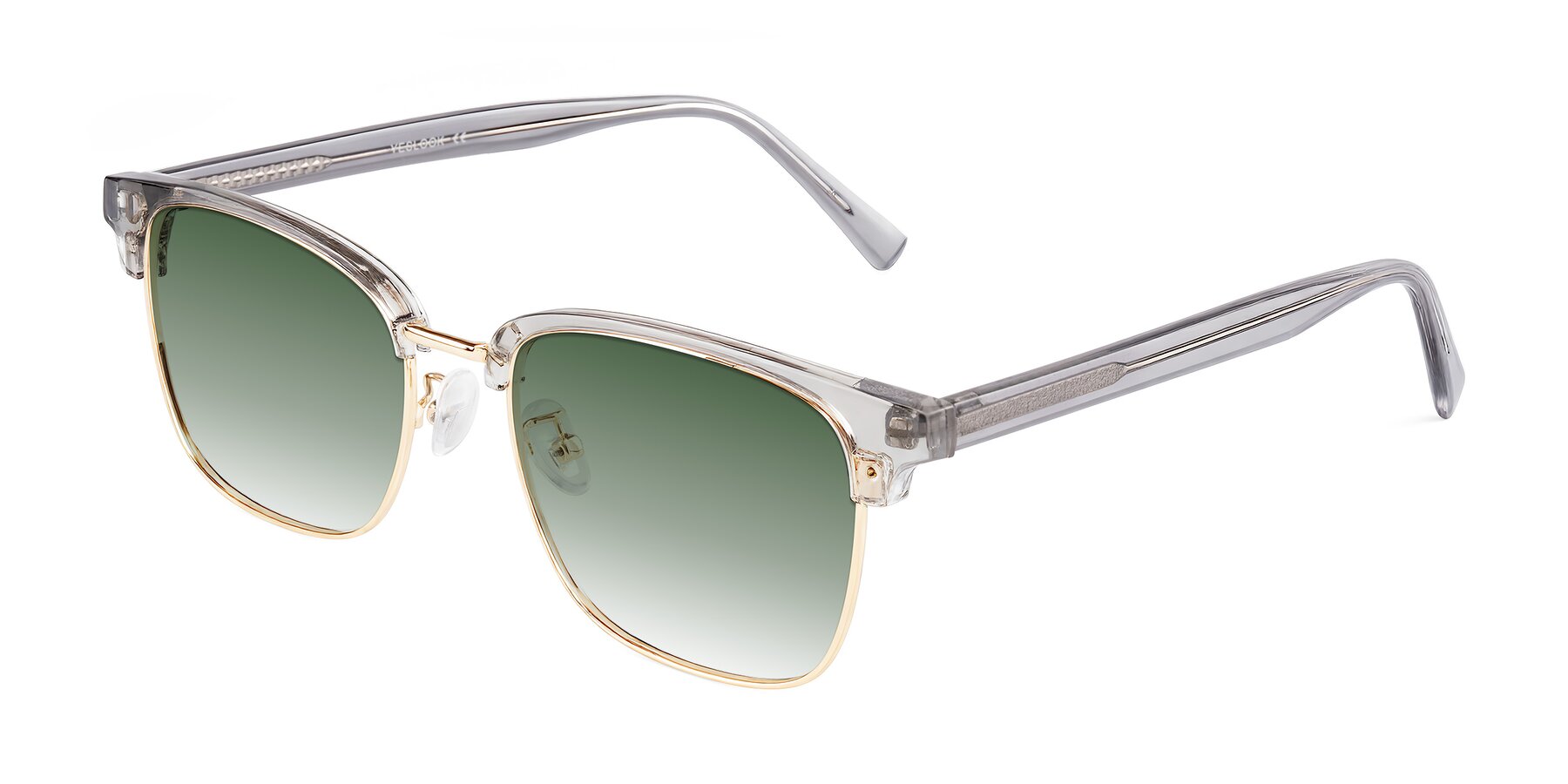 Angle of Waxler in Crystal Gray/Gold with Green Gradient Lenses