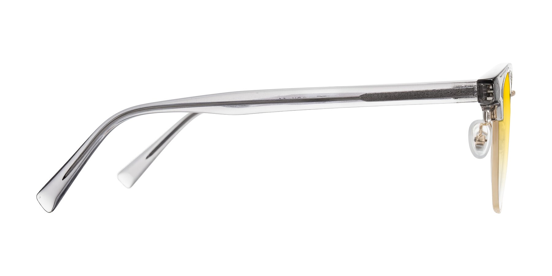 Side of Waxler in Crystal Gray/Gold with Yellow Gradient Lenses