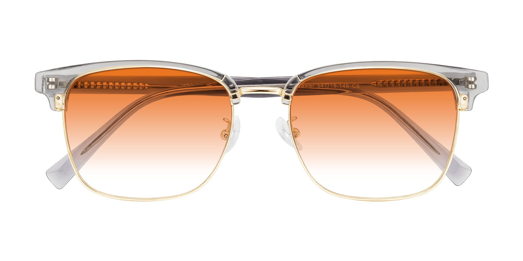 Folded Front of Waxler in Crystal Gray/Gold with Orange Gradient Lenses