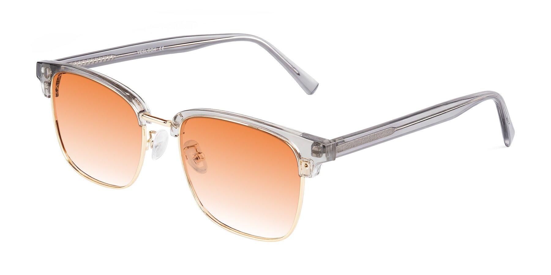 Angle of Waxler in Crystal Gray/Gold with Orange Gradient Lenses