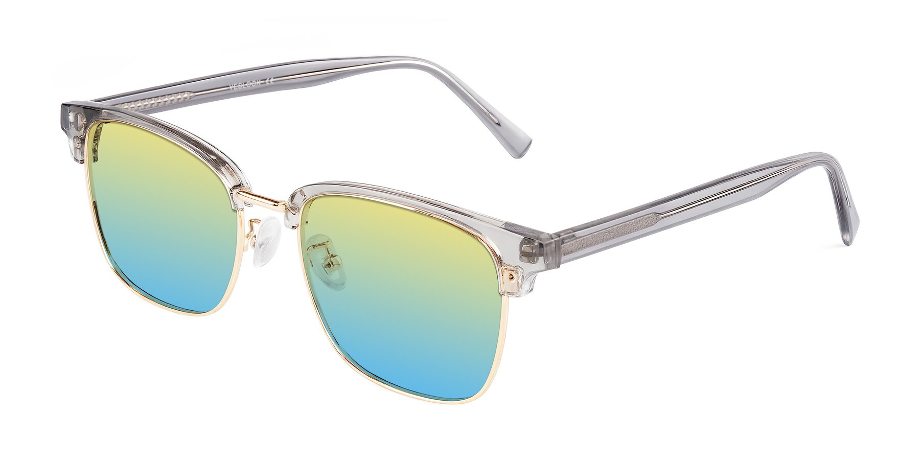 Angle of Waxler in Crystal Gray/Gold with Yellow / Blue Gradient Lenses