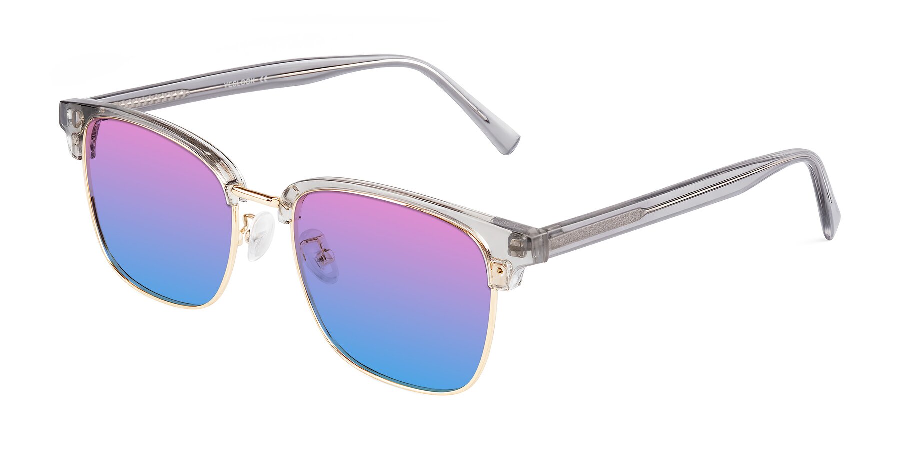 Angle of Waxler in Crystal Gray/Gold with Pink / Blue Gradient Lenses