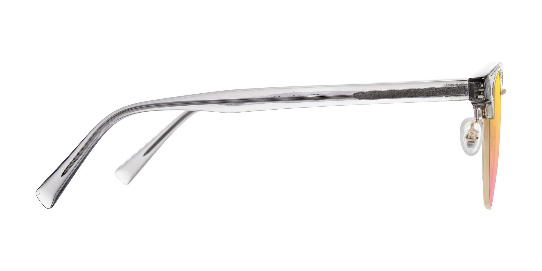 Side of Waxler in Crystal Gray/Gold with Yellow / Pink Gradient Lenses