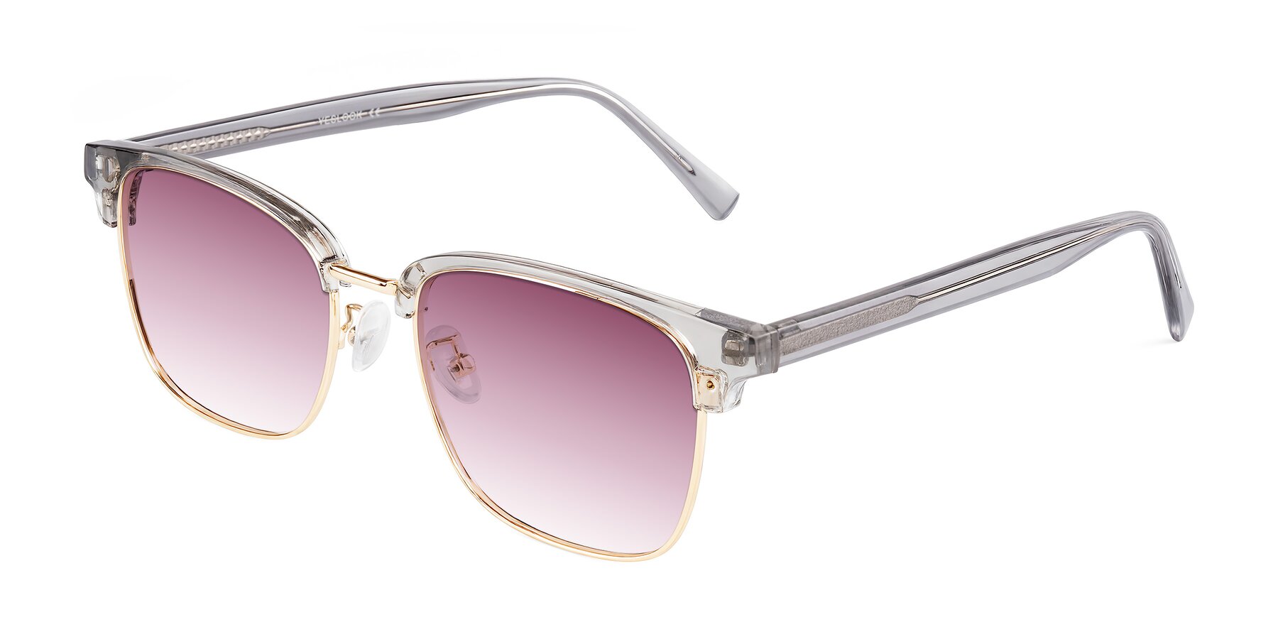 Angle of Waxler in Crystal Gray/Gold with Wine Gradient Lenses