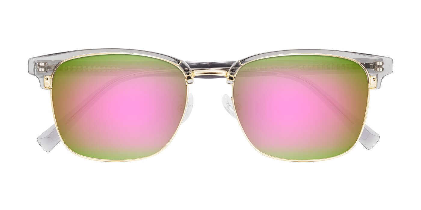 Waxler - Crystal Gray/Gold Flash Mirrored Sunglasses