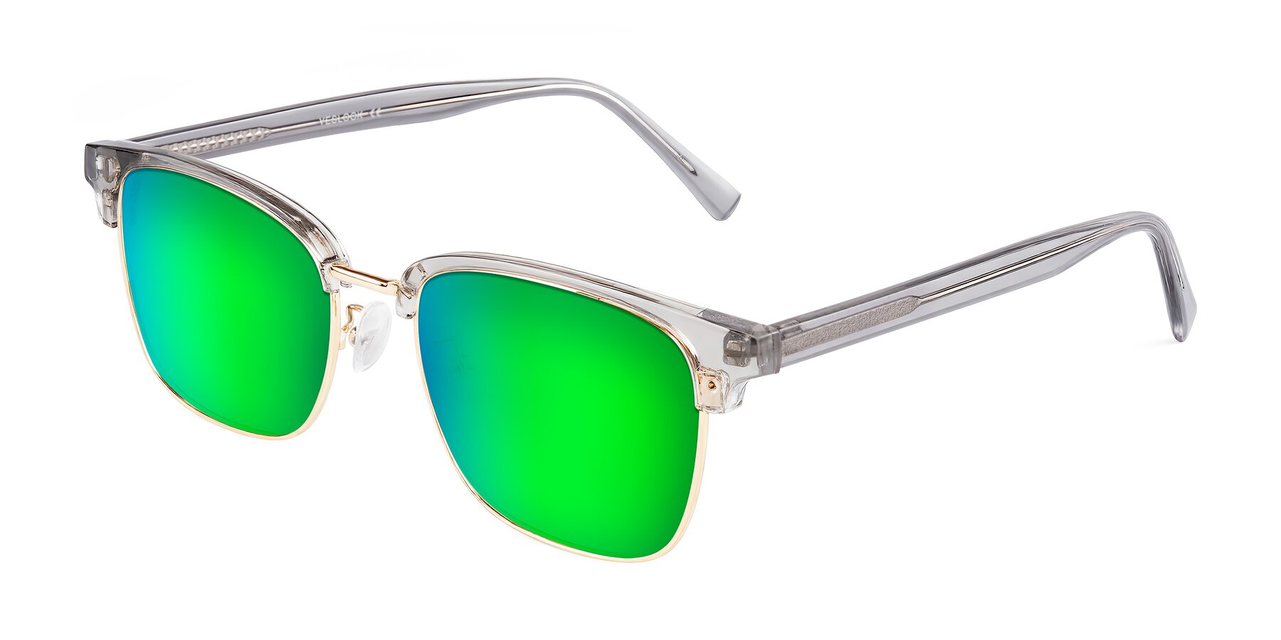 Angle of Waxler in Crystal Gray/Gold with Green Mirrored Lenses
