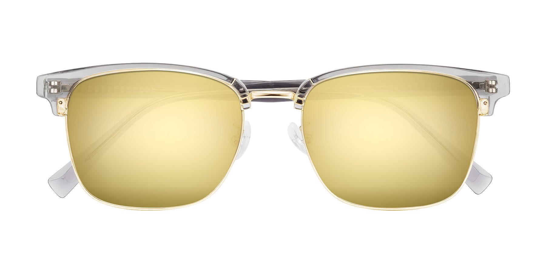 Folded Front of Waxler in Crystal Gray/Gold with Gold Mirrored Lenses