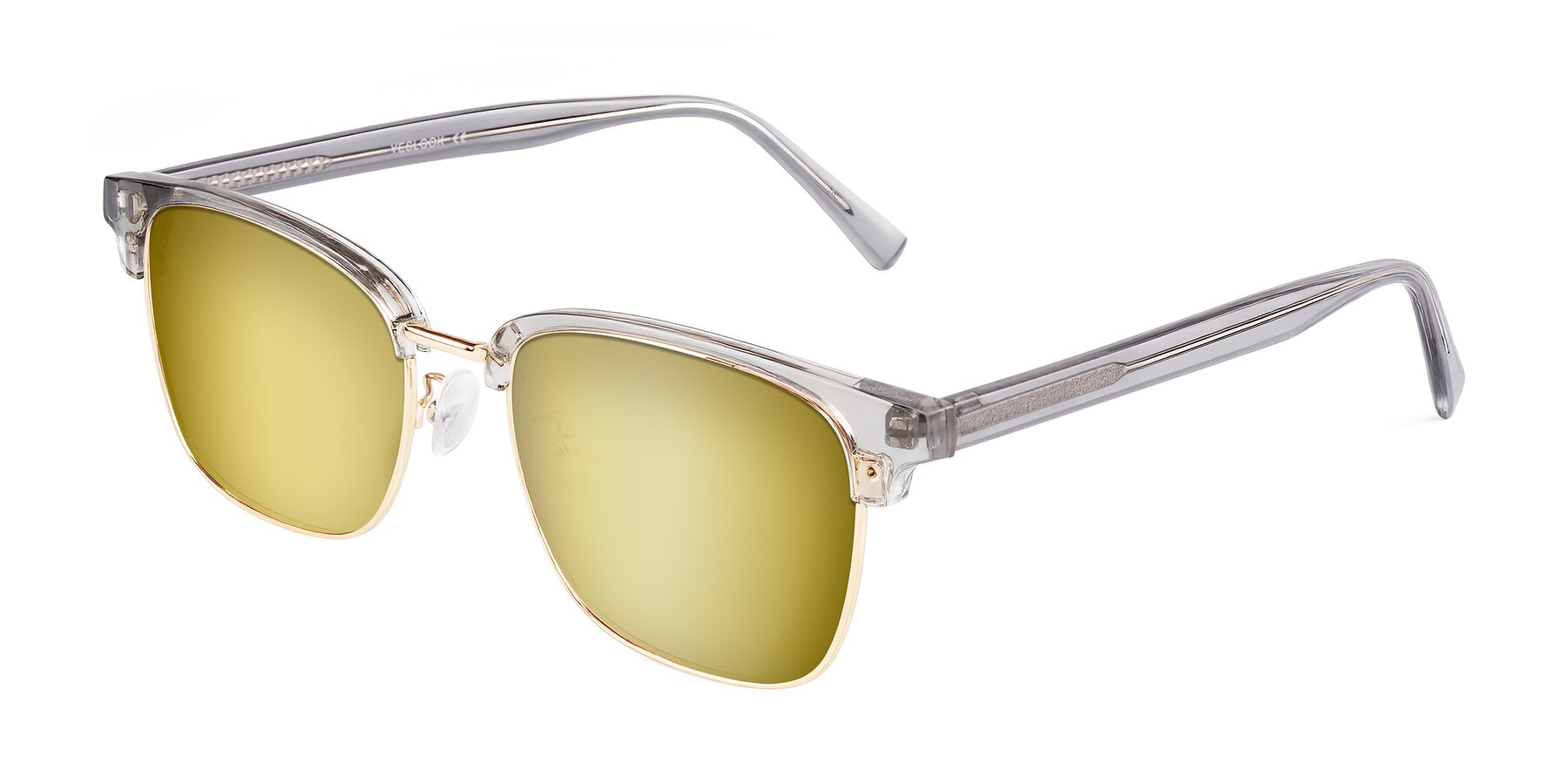 Angle of Waxler in Crystal Gray/Gold with Gold Mirrored Lenses