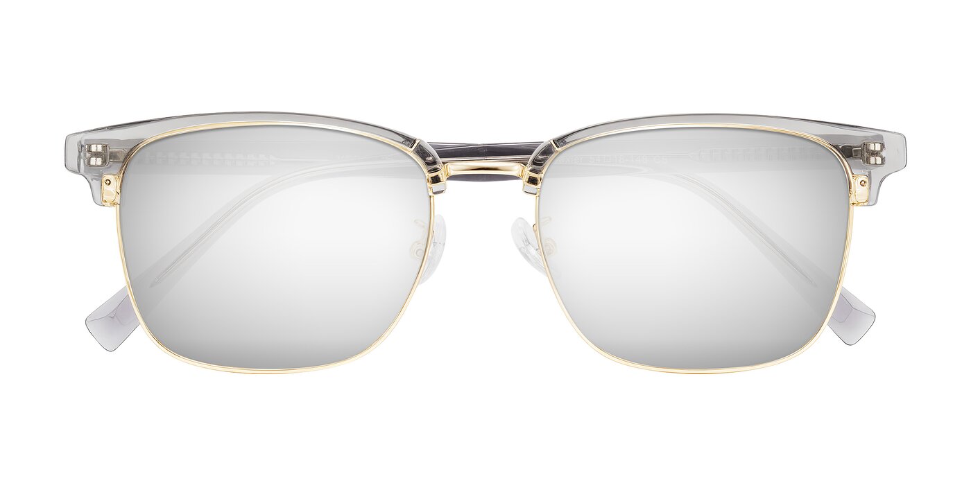 Waxler - Crystal Gray/Gold Flash Mirrored Sunglasses