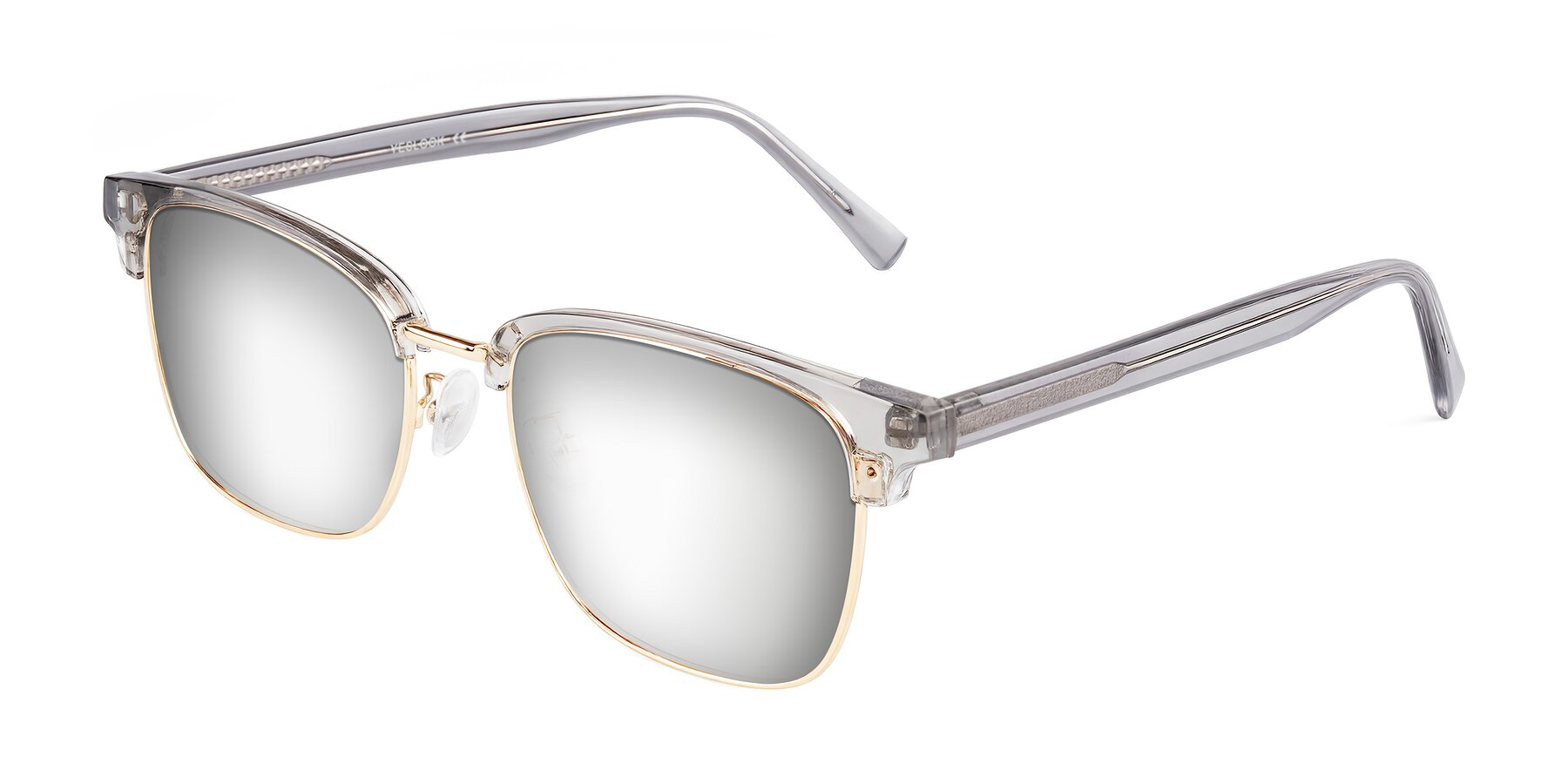 Angle of Waxler in Crystal Gray/Gold with Silver Mirrored Lenses