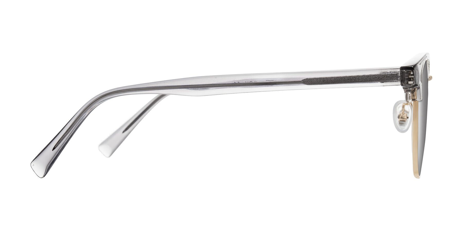 Side of Waxler in Crystal Gray/Gold with Silver Mirrored Lenses