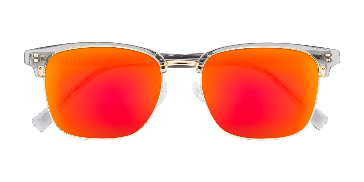 Waxler - Crystal Gray/Gold Flash Mirrored Sunglasses