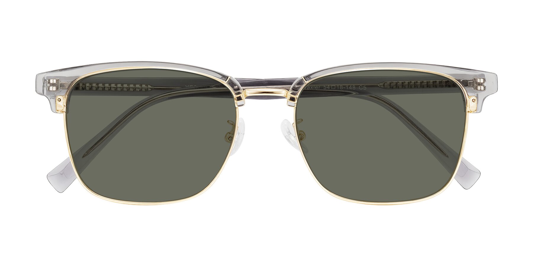 Folded Front of Waxler in Crystal Gray/Gold with Gray Polarized Lenses