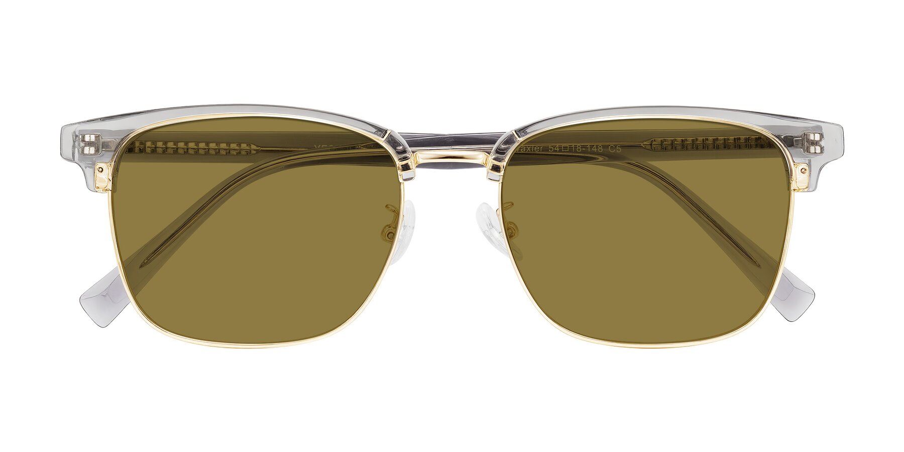 Folded Front of Waxler in Crystal Gray/Gold with Brown Polarized Lenses