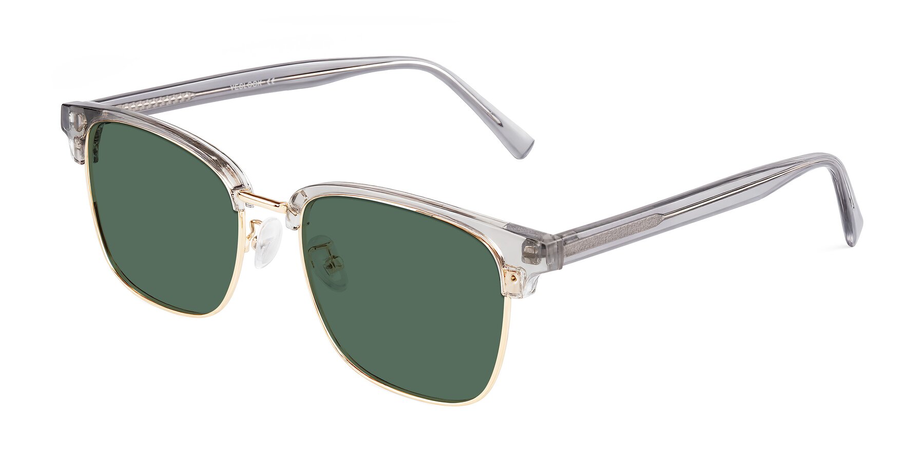 Angle of Waxler in Crystal Gray/Gold with Green Polarized Lenses