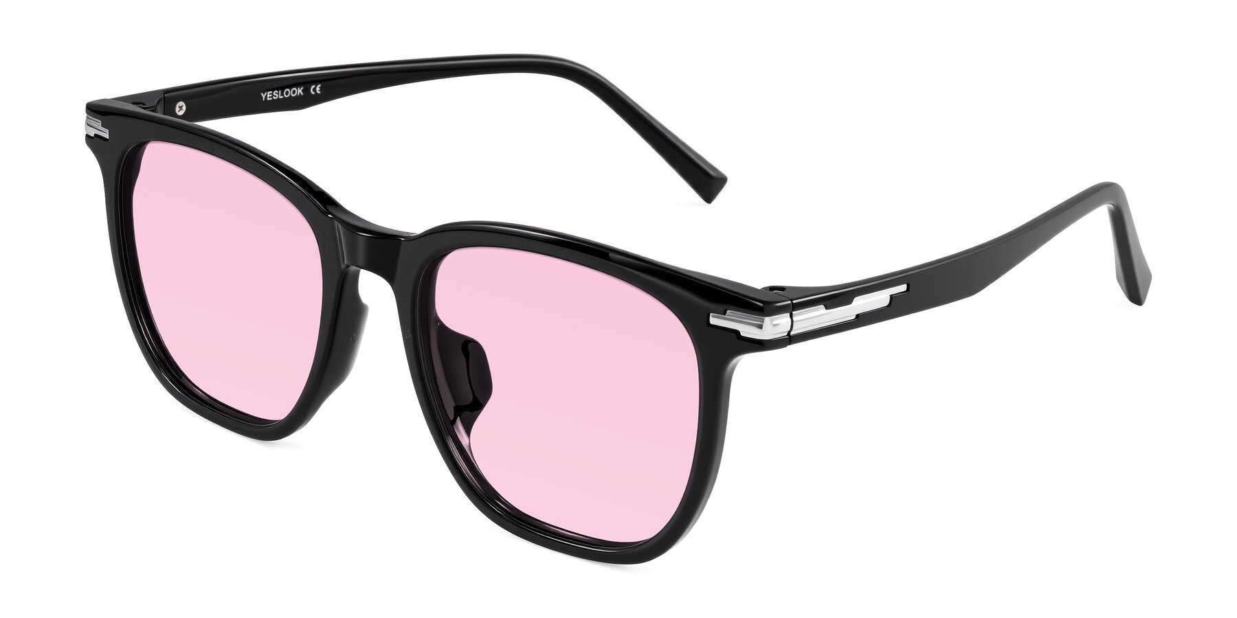 Angle of Velek in Black with Light Pink Tinted Lenses