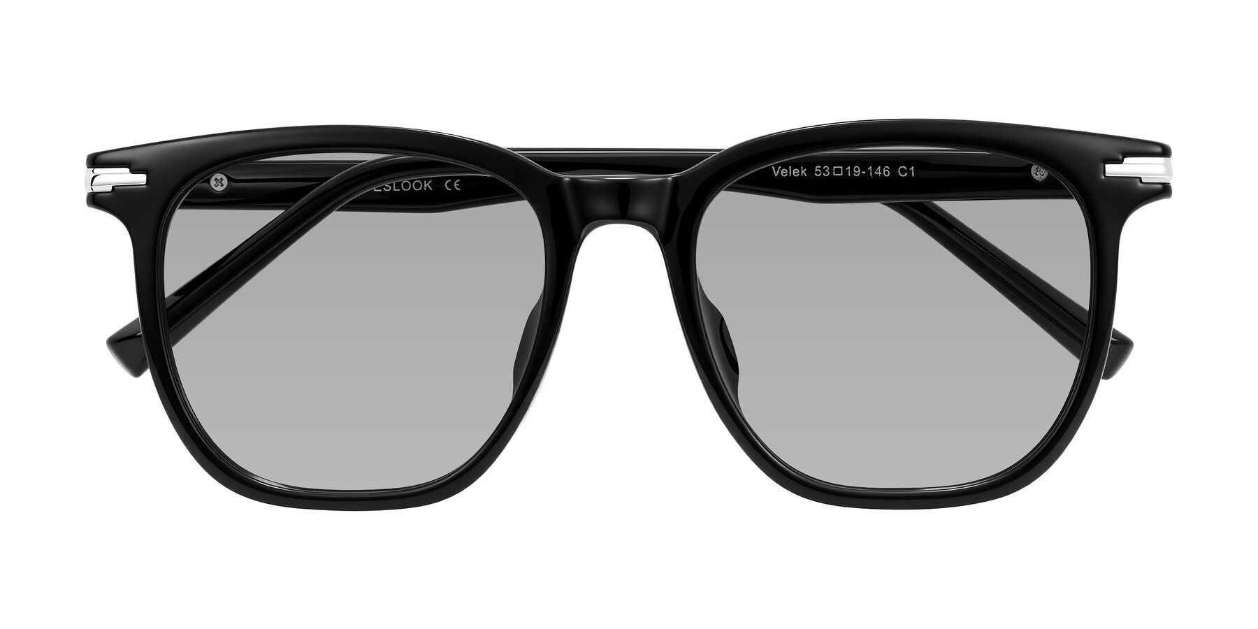 Folded Front of Velek in Black with Light Gray Tinted Lenses