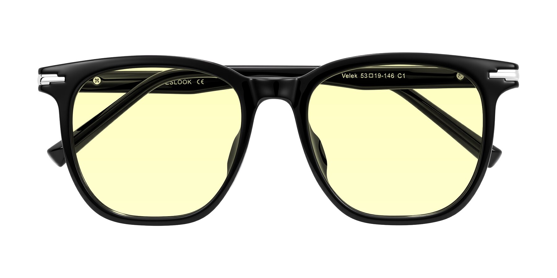 Folded Front of Velek in Black with Light Yellow Tinted Lenses