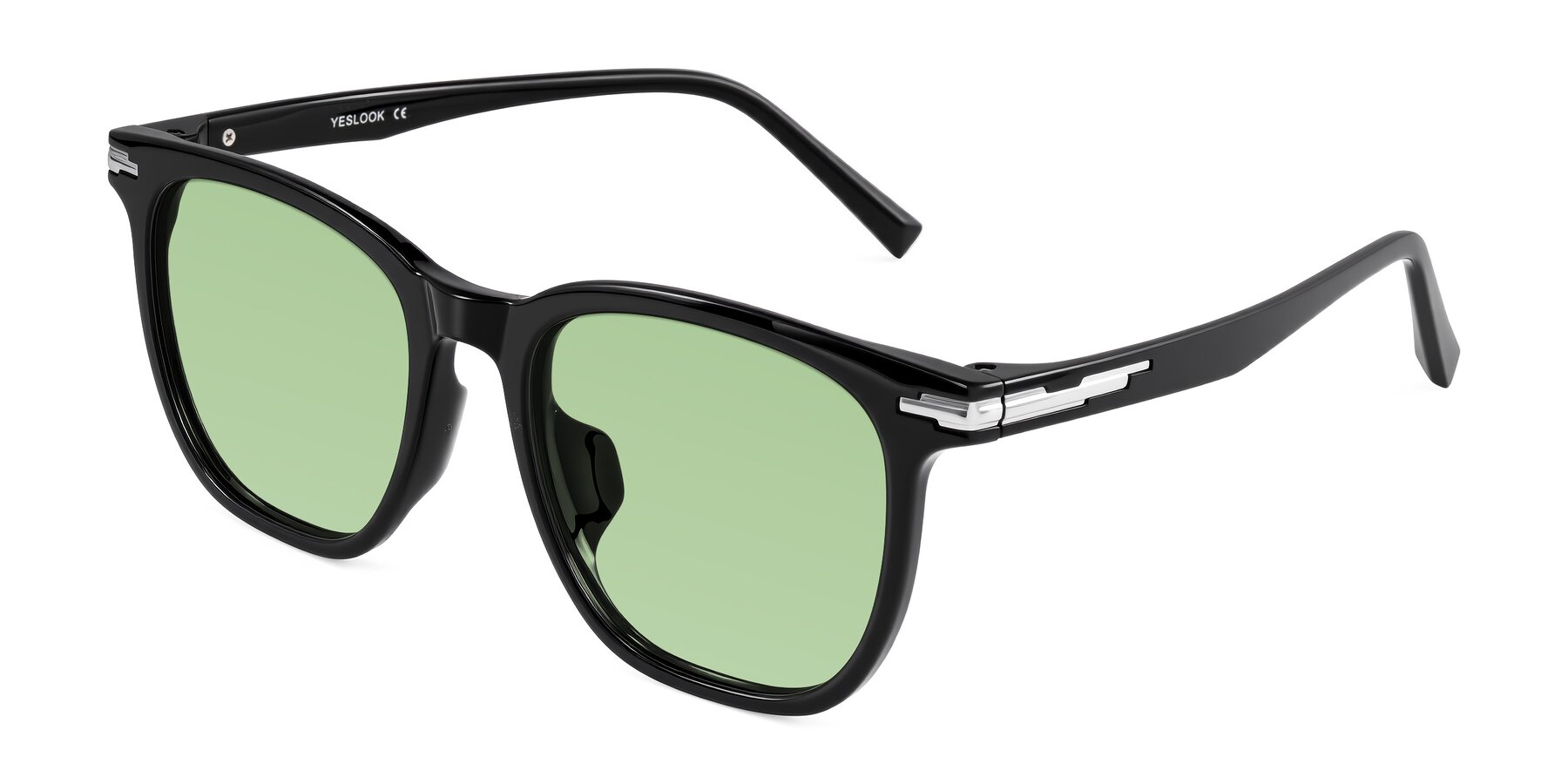 Angle of Velek in Black with Medium Green Tinted Lenses
