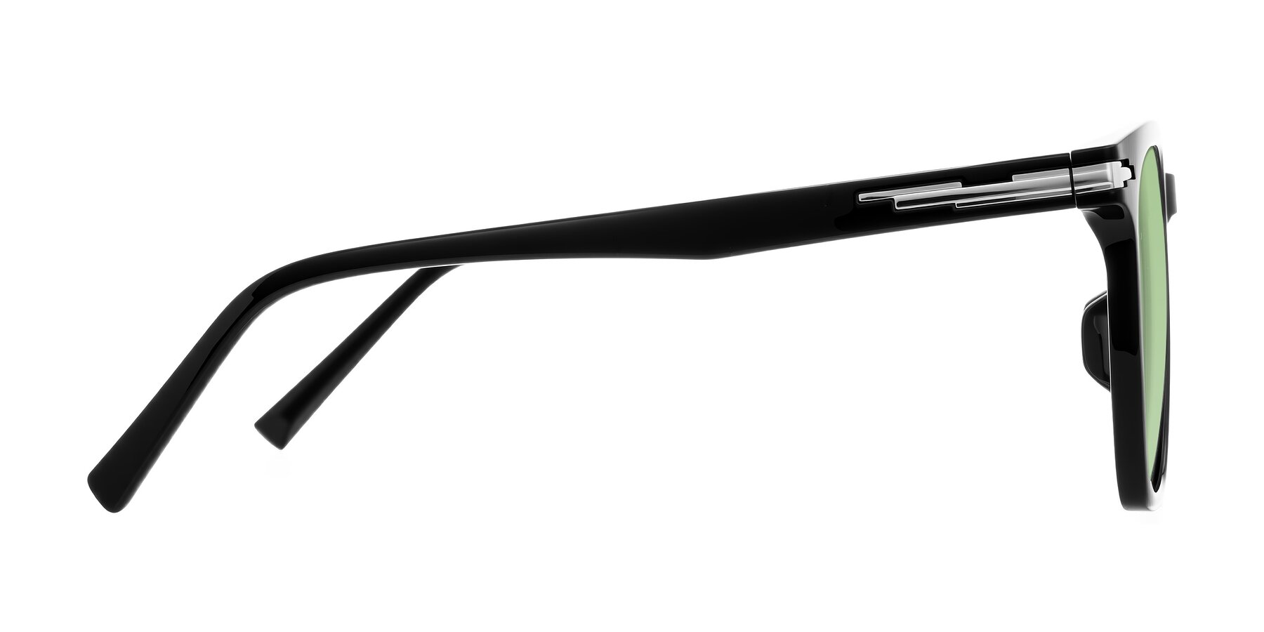 Side of Velek in Black with Medium Green Tinted Lenses