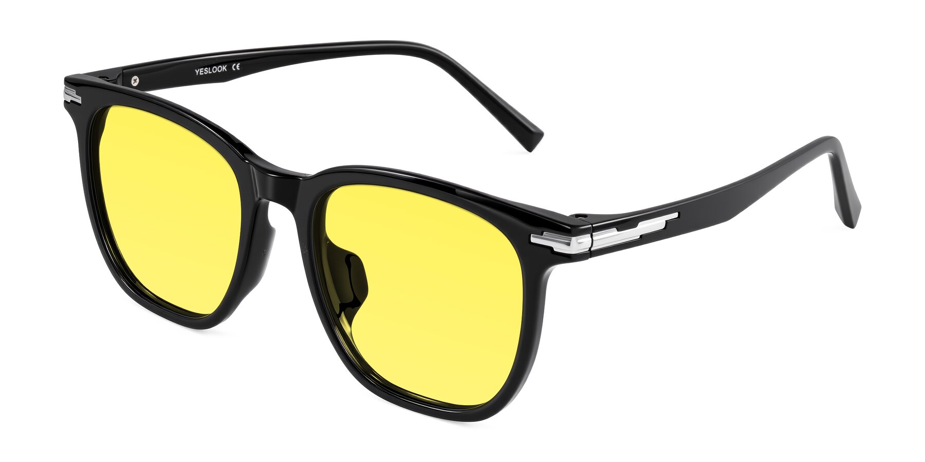 Angle of Velek in Black with Medium Yellow Tinted Lenses