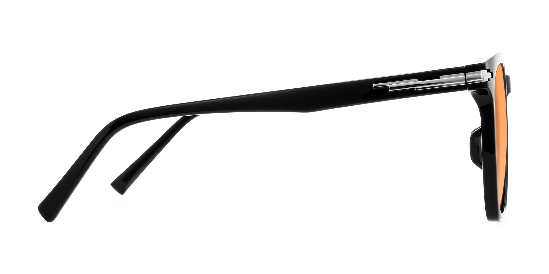 Side of Velek in Black with Medium Orange Tinted Lenses