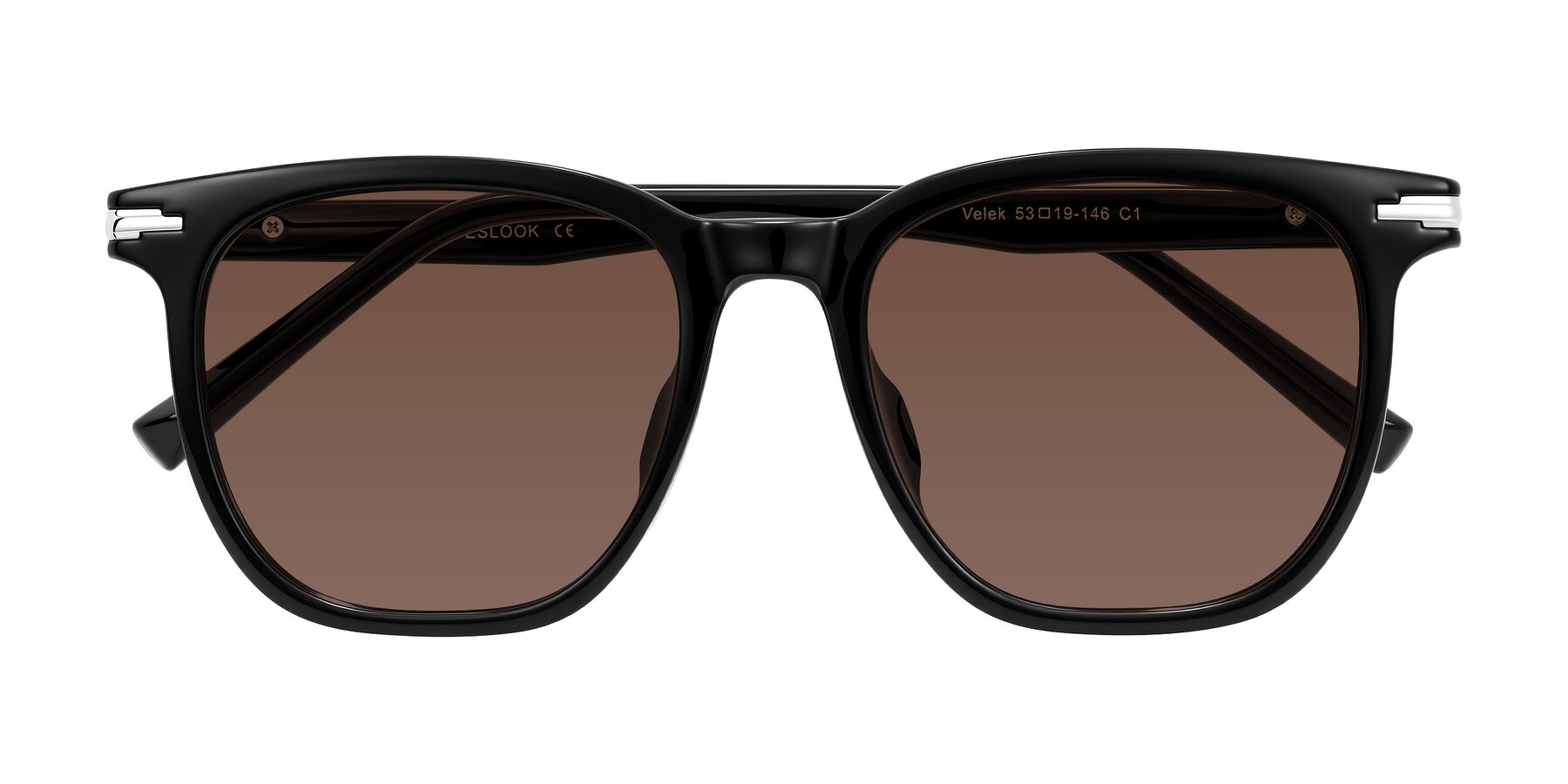 Folded Front of Velek in Black with Brown Tinted Lenses